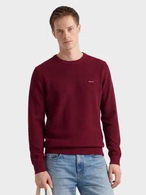 Sweter z piki bawełnianej z okrągłym dekoltem GANT