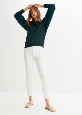 Sweter z plisowanymi rękawami ze zrównoważonej wiskozy bonprix
