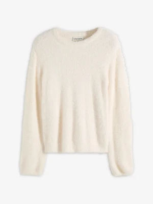 Sweter z pluszu z miękką wiskozą BonPrix biały