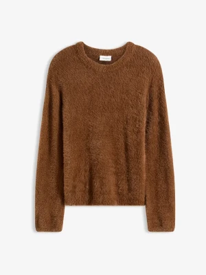 Sweter z pluszu z miękką wiskozą BonPrix brązowy
