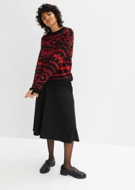 Sweter z płytkim dekoltem, w norweski wzór bonprix