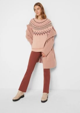 Sweter z płytkim dekoltem, w norweski wzór bonprix