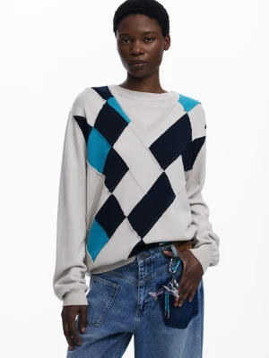 Sweter z podwójnym kołnierzem w romby Botter Desigual