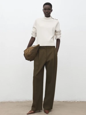 Sweter z półgolfem i guzikami kremowy / écru - Kobieta - - MANGO