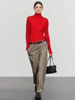 Sweter Z Półgolfem I Ściągaczami - Czerwony - Massimo Dutti - Female