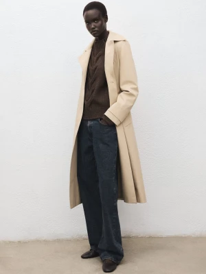 Sweter z półgolfem i warkoczami brązowy - Kobieta - - MANGO