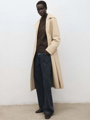 Sweter z półgolfem i warkoczami brązowy - Kobieta - - MANGO