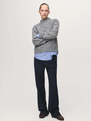 Sweter z półgolfem i warkoczami średni szary - Kobieta - - MANGO