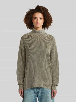 Sweter z półgolfem o kroju oversized z czystej bawełny G-Star Raw Khaki