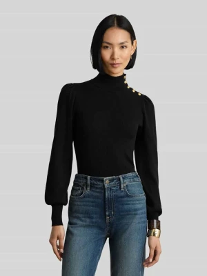 Sweter z półgolfem o kroju slim fit z mieszanki bawełny i modalu Lauren Ralph Lauren Czarny