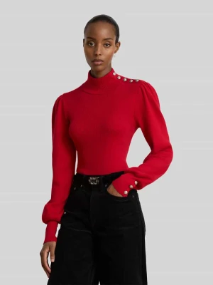 Sweter z półgolfem o kroju slim fit z mieszanki bawełny i modalu Lauren Ralph Lauren Czerwony