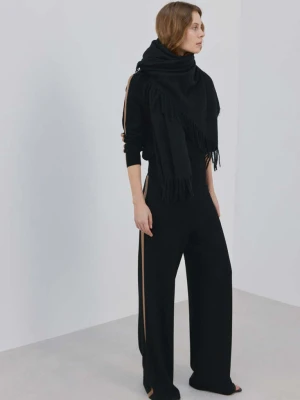 Sweter z półgolfem w kontrastowe paski czarny - Kobieta - - MANGO