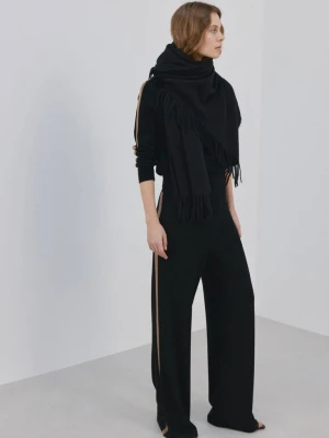 Sweter z półgolfem w kontrastowe paski czarny - Kobieta - - MANGO