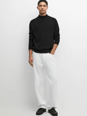 Sweter Z Półgolfem Z Mieszanki Bawełny - Czarny - - Massimo Dutti - Mężczyzna