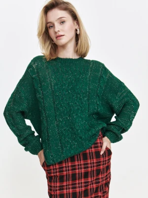 Sweter z połyskującej tkaniny z warkoczowym splotem Top Secret