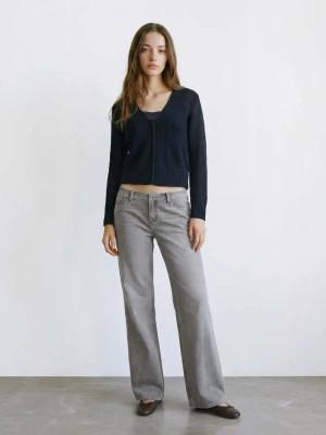 Sweter z prążkowanej dzianiny antracytowy - Teen - - MANGO TEEN