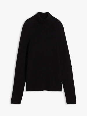 Sweter z prążkowanej dzianiny z czystej bawełny organicznej BonPrix czarny