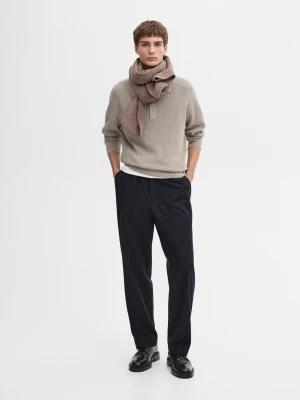 Sweter Z Prążkowanej Dzianiny Z Kołnierzykiem Polo - Norkowy - - Massimo Dutti - Mężczyzna