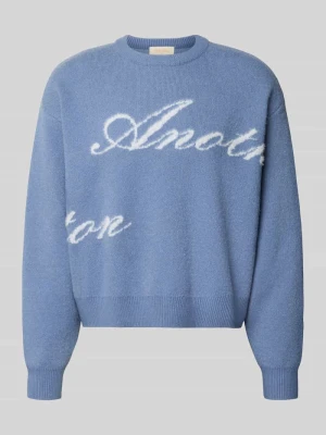 Sweter z prążkowanym okrągłym dekoltem Another Cotton Lab Niebieski