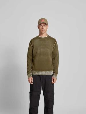 Sweter z prążkowanymi wykończeniami Diesel Khaki melanż
