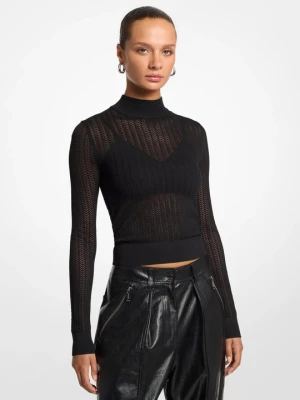 Sweter z przezroczystej dzianiny Michael Kors CZARNY (Czarny)