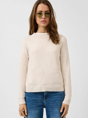 Sweter z raglanowymi rękawami QS kremowy