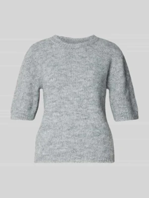 Sweter z rękaw o dł. 1 / 2 model 'SUTTON' Noisy May Jasnoszary melanż