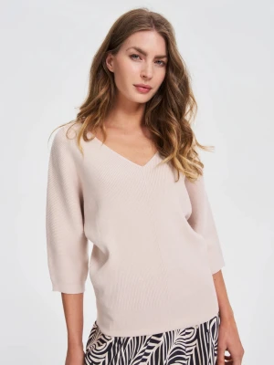 Sweter z rękawami 3/4 beżowy Moodo