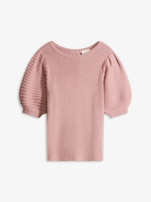 Sweter z rękawami balonowymi BonPrix różowy