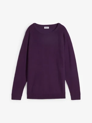 Sweter z rękawami typu nietoperz BonPrix fioletowy