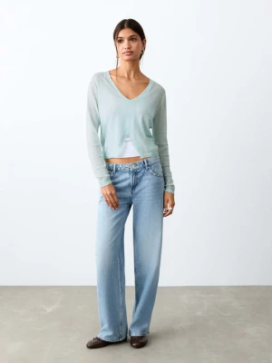 Sweter z rozcięciem miętowa zieleń - Teen - - MANGO TEEN