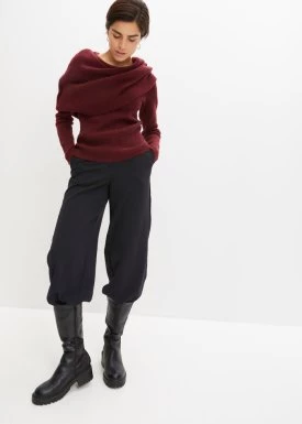 Sweter z szalową wstawką do noszenia na różne sposoby bonprix