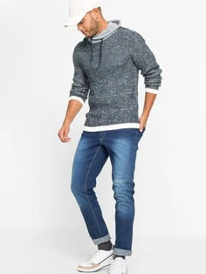 Sweter z szalowym kołnierzem i kontrastowymi elementami bonprix