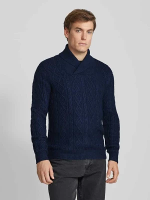 Sweter z szalowym kołnierzem o kroju regular fit z mieszanki wełny ze ściegiem warkoczowym s.Oliver RED LABEL