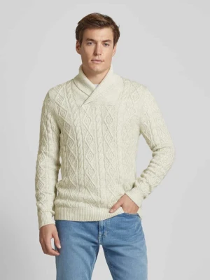 Sweter z szalowym kołnierzem o kroju regular fit z mieszanki wełny ze ściegiem warkoczowym s.Oliver RED LABEL