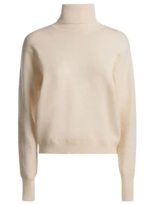 Sweter z Teksturowanej Wełny z Wysokim Kołnierzem Bally