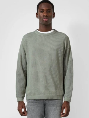 Sweter z teksturowanym wzorem QS petrolowy