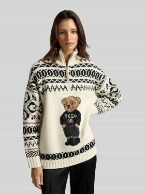 Sweter z wełny kaszmirowej z motywem misia Polo Ralph Lauren Biały