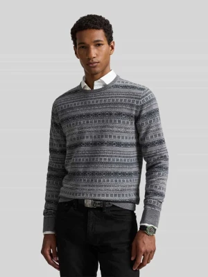 sweter z wełny o kroju regular fit z detalem z logo Polo Ralph Lauren Jasnoszary melanż