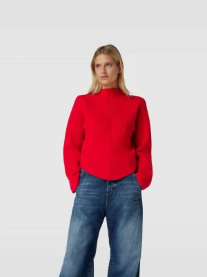 Sweter z wełny o prążkowanej fakturze Victoria Beckham Czerwony