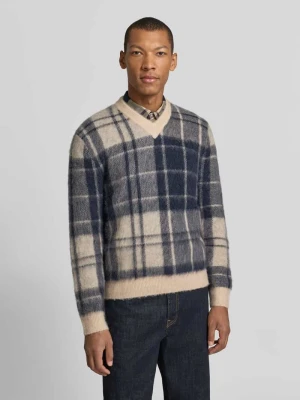 Sweter z wełny z dekoltem w serek Barbour Srebrny