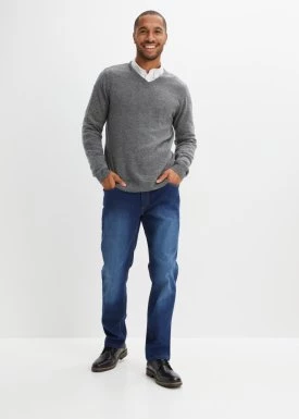 Sweter z wełny z domieszką materiału Good Cashmere Standard®, z dekoltem w serek bonprix