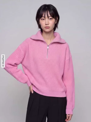 sweter z czystej wełny o kroju regular fit Jake*s Mocnoróżowy