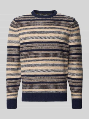 Sweter z wełny z okrągłym dekoltem Barbour Granatowy