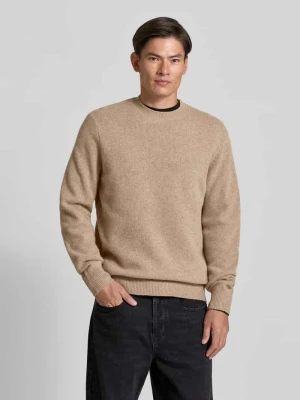 Sweter z wełny z prążkowanymi ściągaczami ANNARR Beżowy