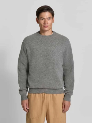 Sweter z wełny z prążkowanymi ściągaczami ANNARR Średnioszary