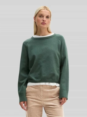 Sweter z mieszanki bawełny z raglanowymi rękawami Marc O'Polo Butelkowy zielony