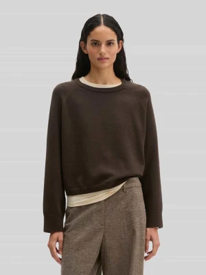 Sweter z mieszanki bawełny z raglanowymi rękawami Marc O'Polo Ciemnobrązowy
