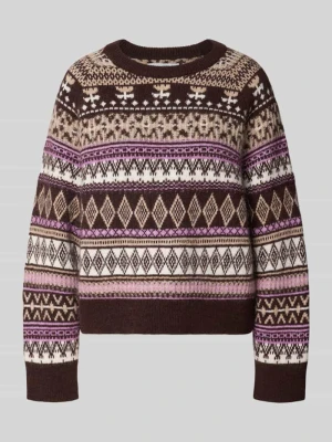 Sweter w kroju regular fit z dodatkiem wełny z alpaki i wiskozy Marc O'Polo Ciemnobrązowy
