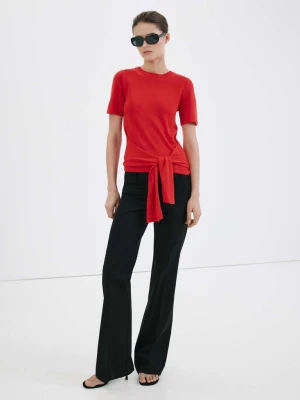 Sweter z wiÄ…zaniem intensywna czerwieÅ„ - Kobieta - - MANGO